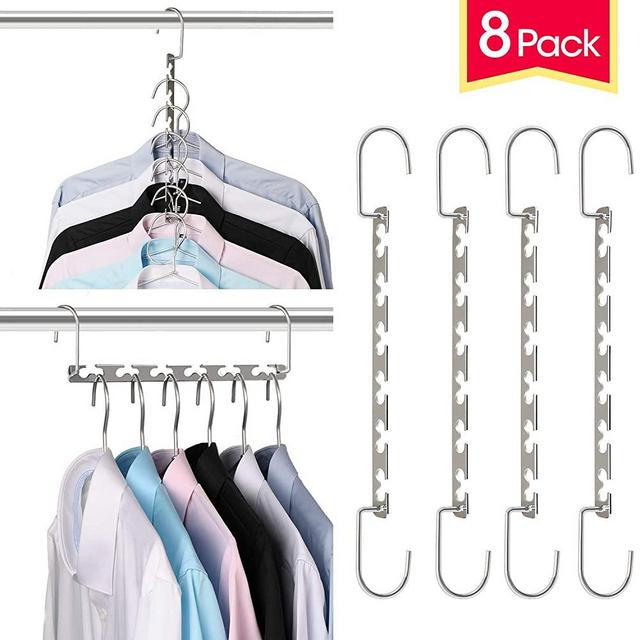 Giftol Space Saving Hangers Metal Hanger Magic Cascading Hanger Closet Clothes Organizer(8 Pack)