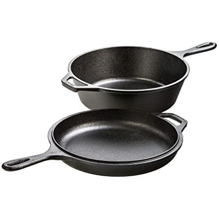 Simple Chef Cast Iron Skillet 3-Piece Set, Black