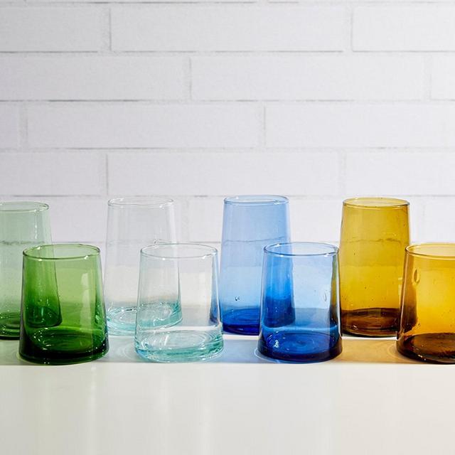 Recycled Moroccan Handblown Cone Glass Set...