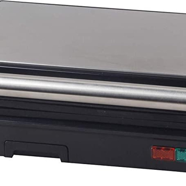 Panini Press Grill and Sandwich Maker 180 Degree Open Ceramic Plates Stainless Steel Finish