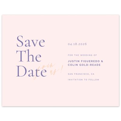 Pink Simple Wedding Digital Save the Date - Violetta Landscape