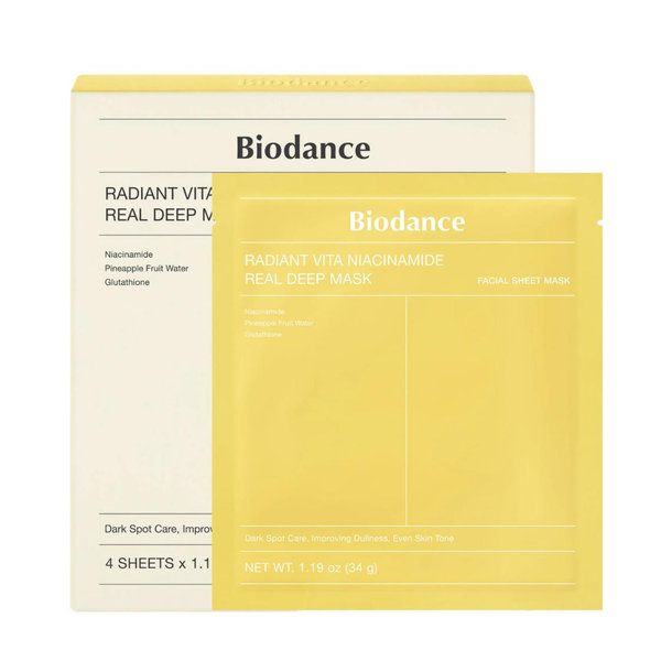 Radiant Vita Niacinamide Real Deep Mask – 4 Pack for Brightening Dull Skin & Dark Spot Care