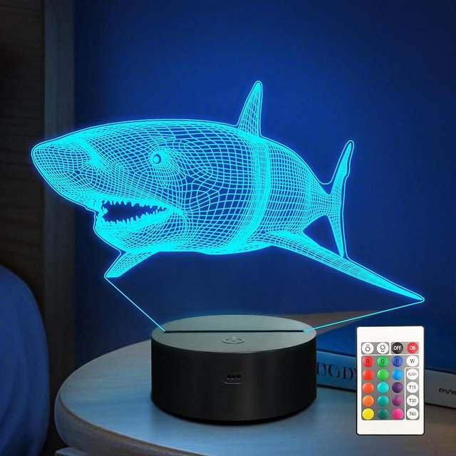 Anywin Shark Gifts, Sharks Night Light, Ocean Lamp with 16 Colors Changing & Timer & Dimmer, Cool Ocean Gifts for Birthday, Xmas, Graduation, Back to School for Boys, Kids, Women, Men, Shark Lovers