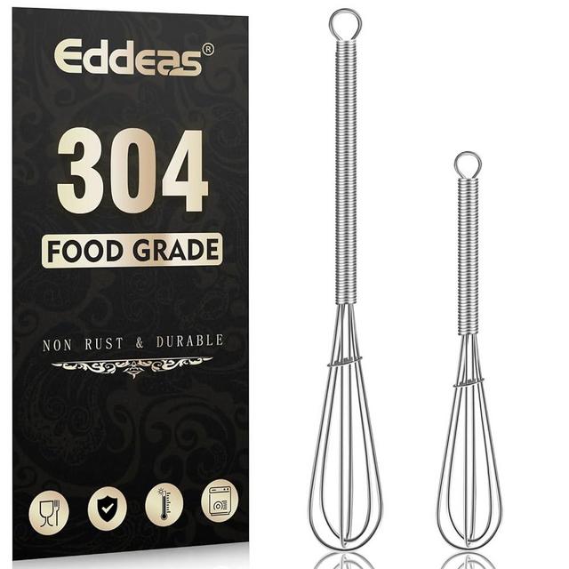 Tiny Whisk Stainless Steel, Eddeas Small Whisk 2 Pieces, 5in and 7in mini Whisk for Whisking, Beating, Mixing Sauces, Blending Ingredients