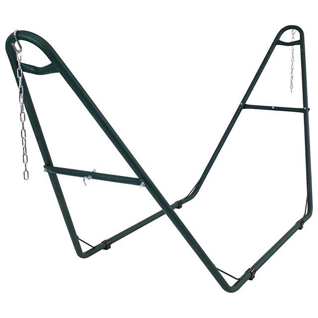 Sunnydaze 550-Pound Capacity Universal Multi-Use Heavy-Duty Steel Hammock Stand, 2 Person, Fits Hammocks 9 to 14 Feet Long, Green