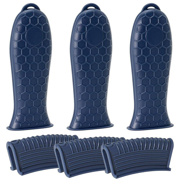 Joyhalo Joyhalo Cast Iron Skillet Handle Cover, 6 Pack Pot Handle Covers Heat Resistant, Cast Iron Pan Handle Covers, Silicone Pot Handle Sleeve Covers, Silicone Handle for Cast Iron Skillet, Navy