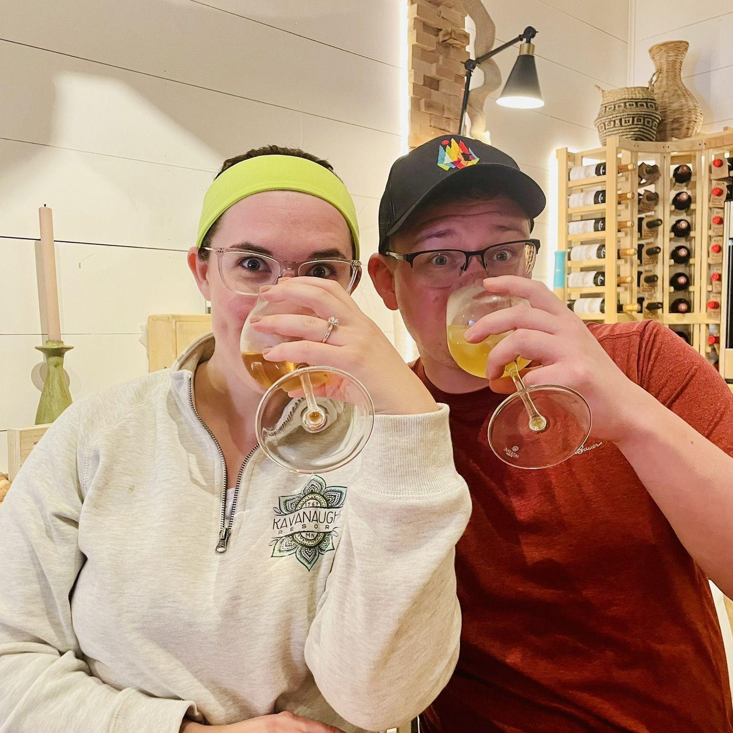 Taken at a wine bar in Baxter, MN where we celebrated our engagement with Brian's family.