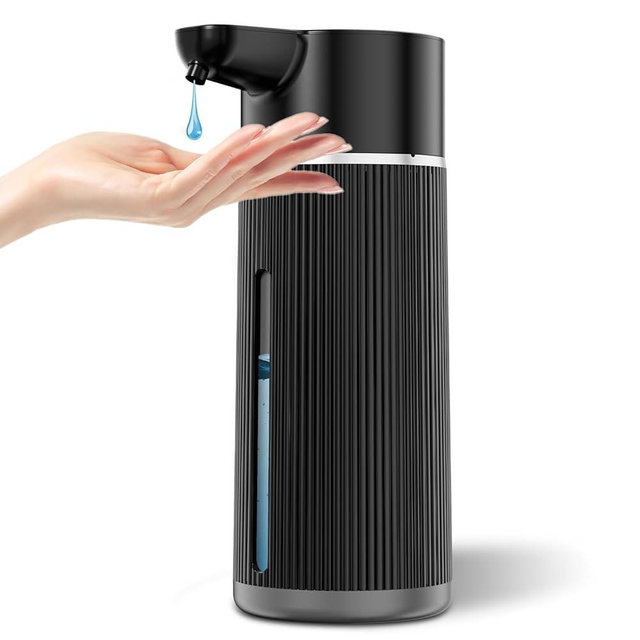 Automatic Soap Dispenser Touchless, 14.2oz/420ml Dish Hand Soap Dispenser for Kitchen Bathroom, Adjustable Volume for Thick & Thin Liquid, USB C Rechargeable, Clog-Free, Black