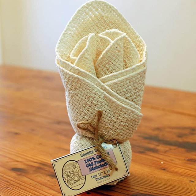 Old Fashion 100% Cotton Dishcloths - Set of 4 - 12" x 12" (Natural / Natural)
