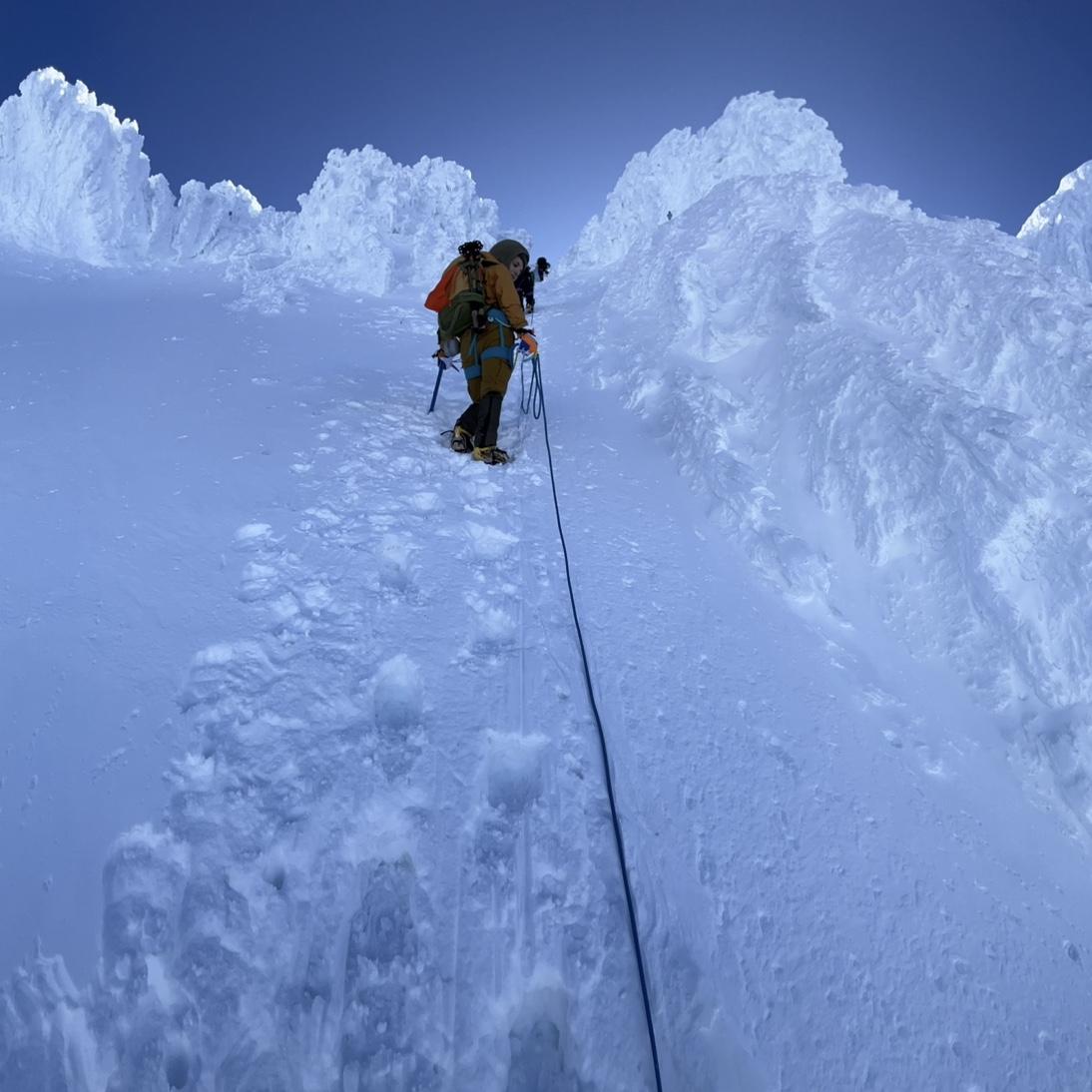 The final push. Summiting via the "Old Chute" route