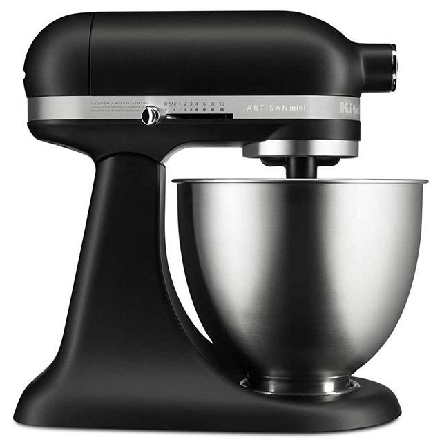 KitchenAid KSM3311XBM Artisan Mini Series Tilt-Head Stand Mixer, 3.5 quart, Matte Black (Renewed)