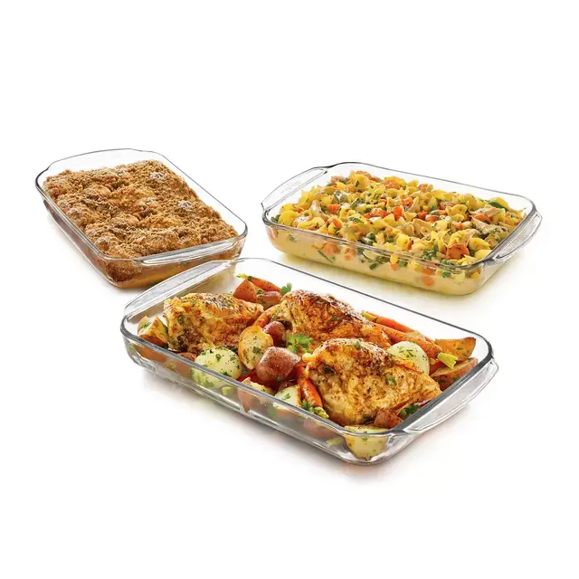Libbey Baker's Basics 3 Piece Glass Casserole Baking Dish Set