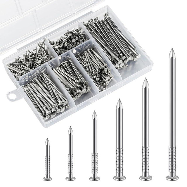 Wensilon 430pcs Stainless Steel 304 Nails Kit, Hanging Nails Kit, Wall Nails Kit, Dowels Kit, Long Nails Kit