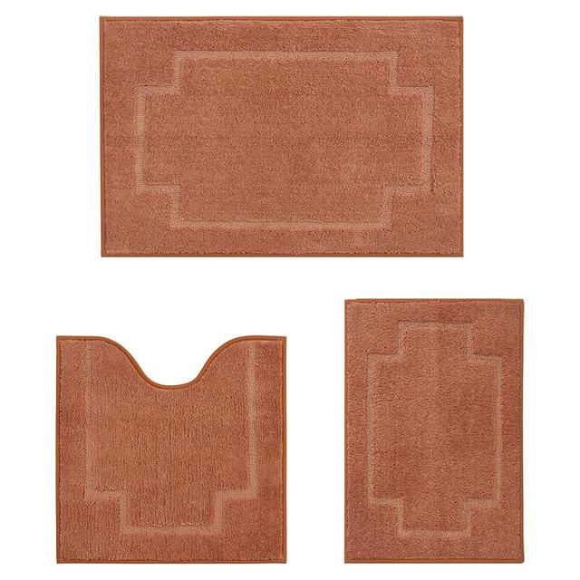 CNNJ Bath Rugs Set 3 Pieces Bathroom Mat Soft Absorbent Plush Shaggy Soft Floor Non Slip Shower Bath Tub Machine Washable Spice