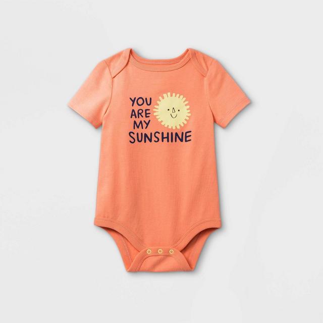 Baby 'You Are My Sunshine' Short Sleeve Bodysuit - Cat & Jack™ Pastel Peach 6-9M