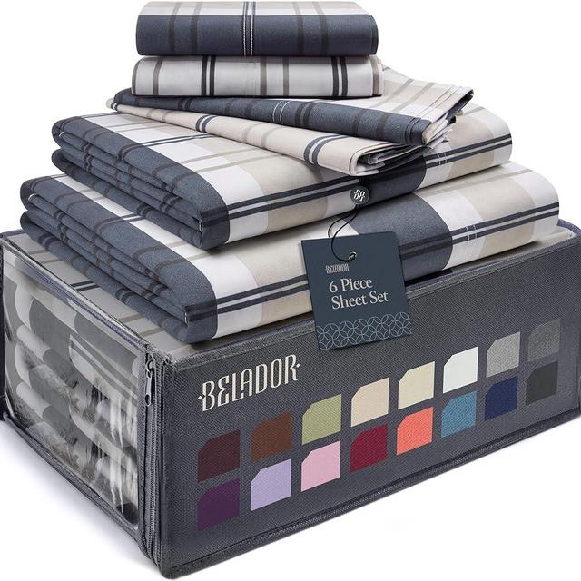 BELADOR Silky Soft King Sheet Set - 6 Piece Bed Sheets for King Size Bed, Secure-Fit Deep Pocket Sheets with Elastic, Breathable Hotel Sheets & Pillowcase Set, Wrinkle Free Oeko-Tex Sheets
