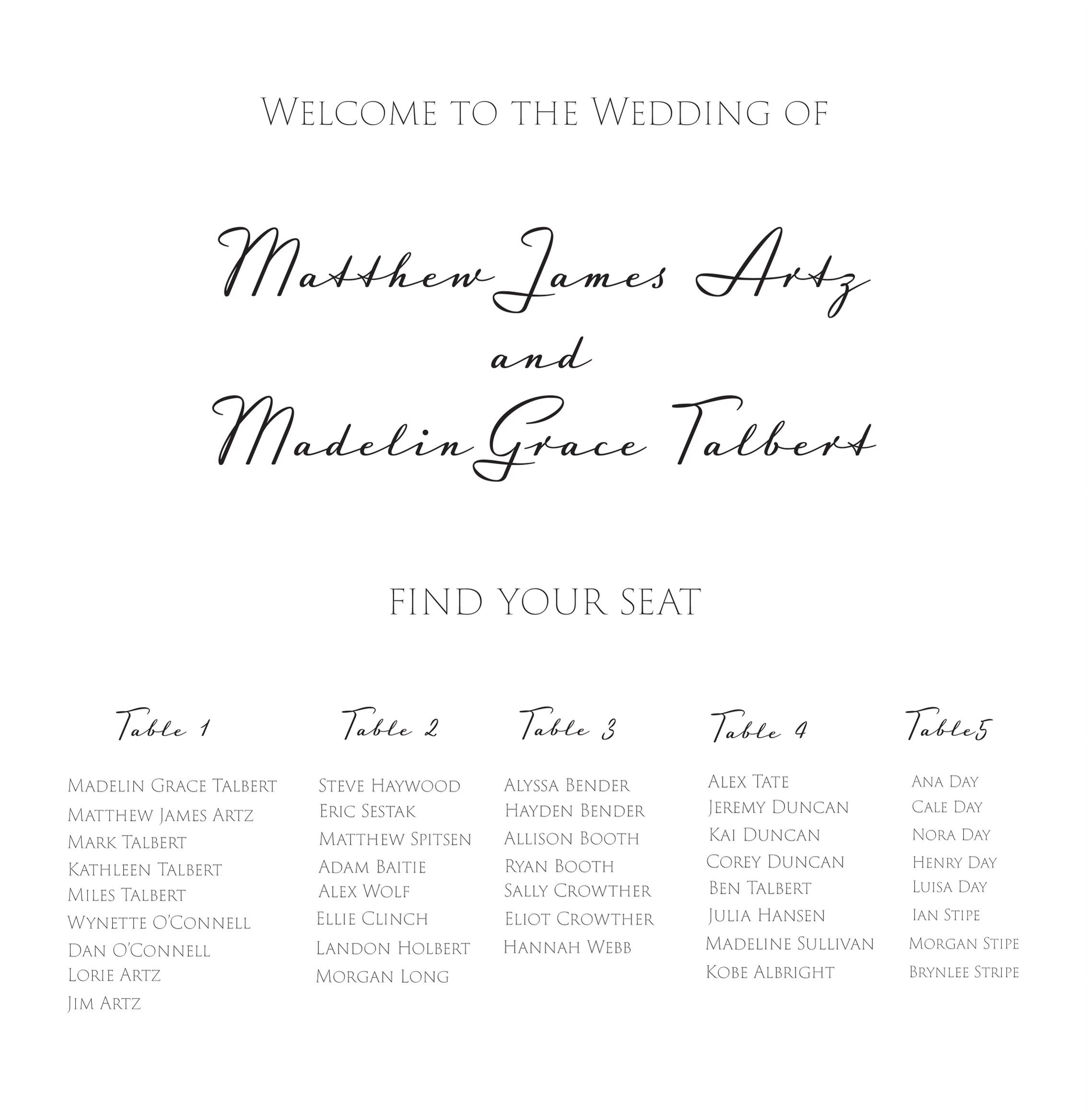 The Wedding Website of Madelin Grace Talbert and Matthew James Artz