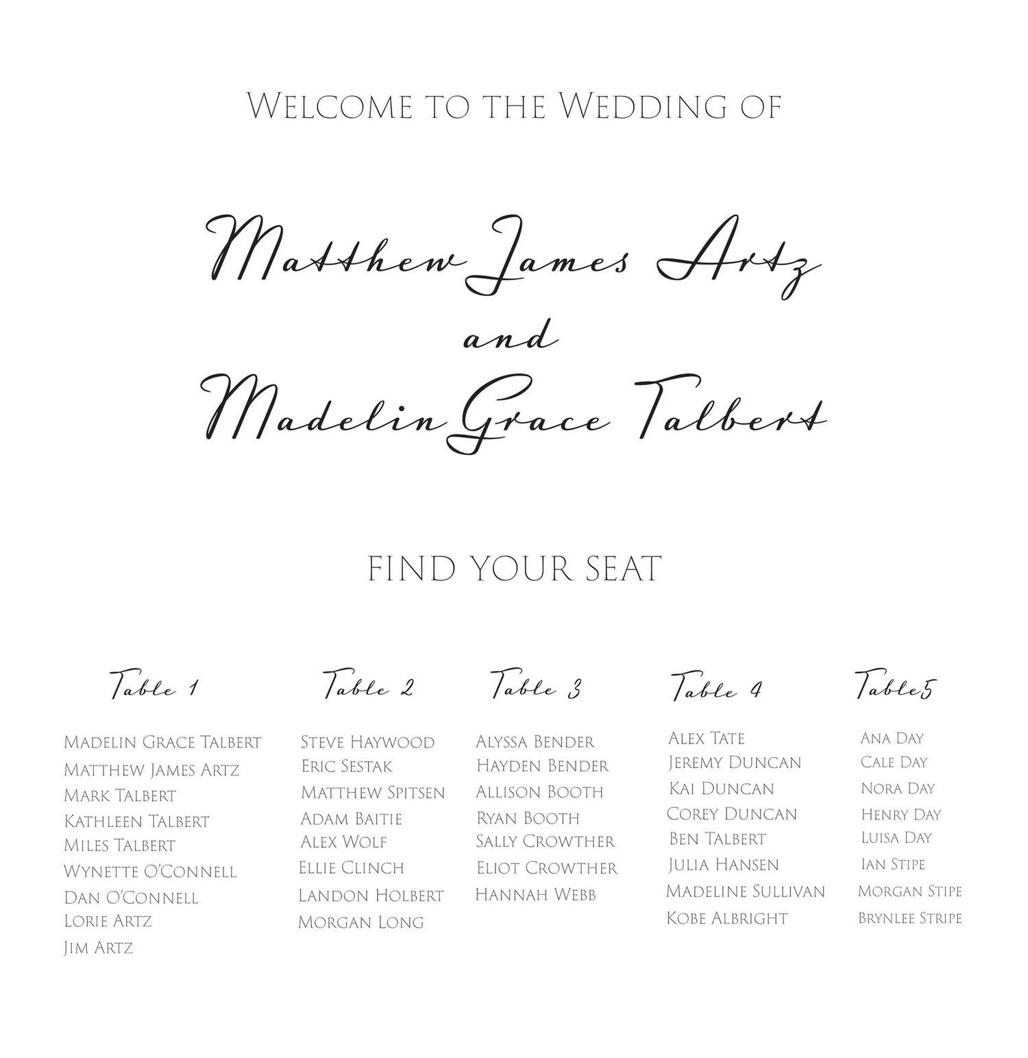 The Wedding Website of Madelin Grace Talbert and Matthew James Artz