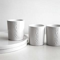 WHITE GLAZED CERAMIC ESPRESSO & COFFEE CUPS - 2 sizes - set of 4