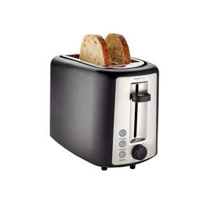 Amazon Basics 2 Slice Toaster, Extra Wide Slots for Bagels, 6 Browning Settings, Removable Crumb Tray, Defrost/Cancel/Bagel Buttons, Cord Wrap, 900W, Black & Silver