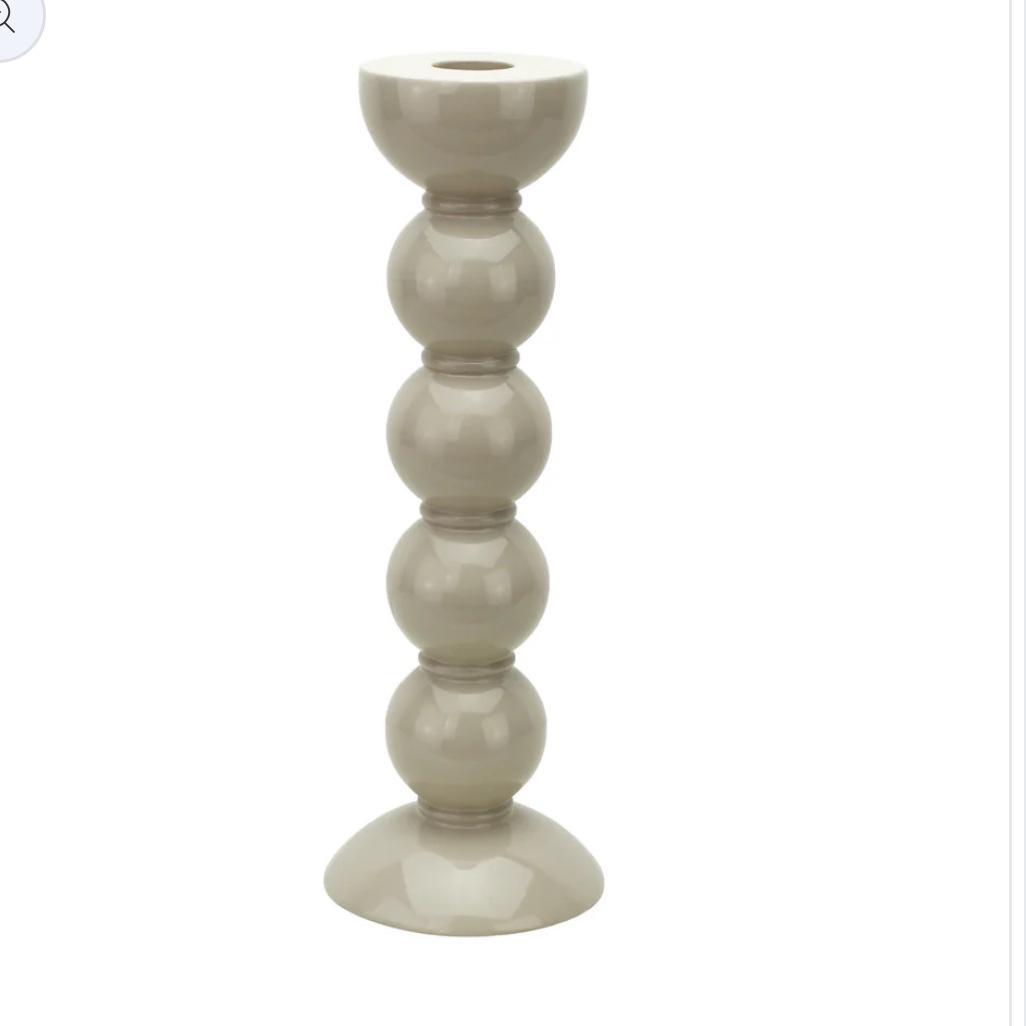 Tall Cappuccino Bobbin Candlestick - 24cm