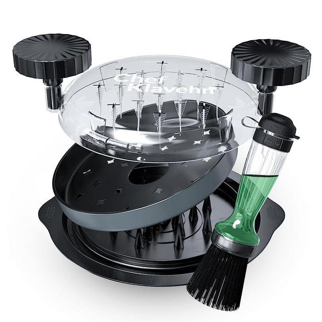 KLAVEHN Upgraded Chicken Shredder Tool Twist | Eco Friendly Meat Shredder with Removable Plate and Soap Dispensing Brush | BPA Free | Alternative to Bear Claws for Fish, Pork, Beef, and Vegetables