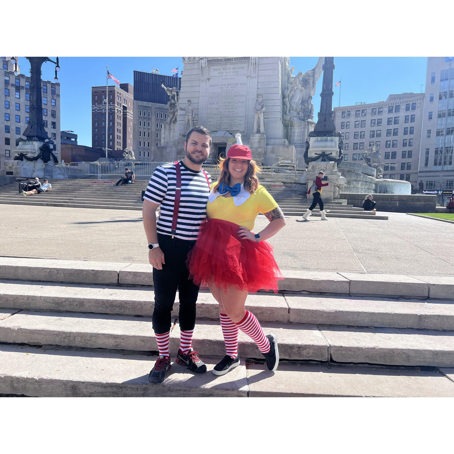 Alice in Wonderland scavenger hunt downtown and of course we had to dress the part.