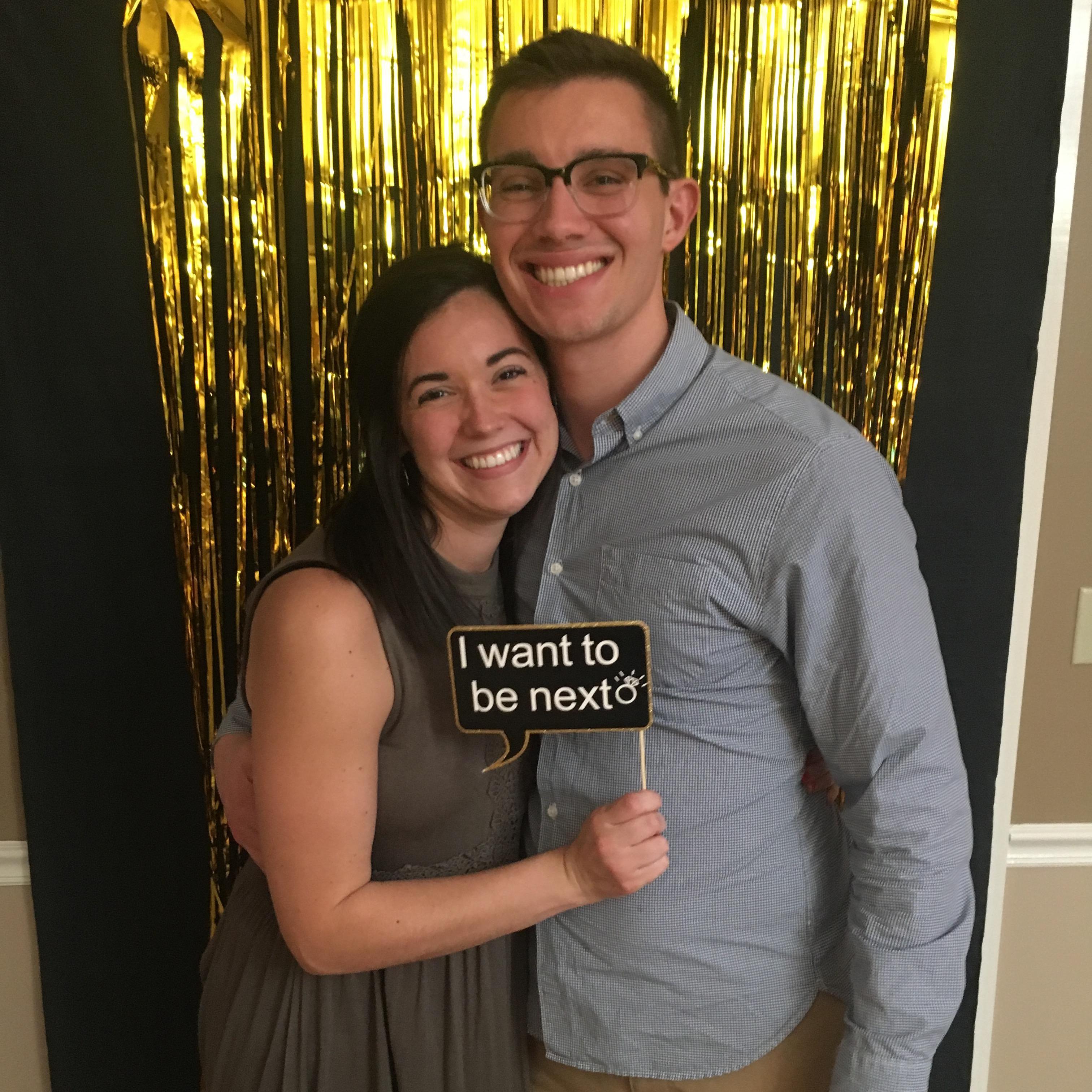 At Alivia's engagement party, 2 months before we got engaged.
