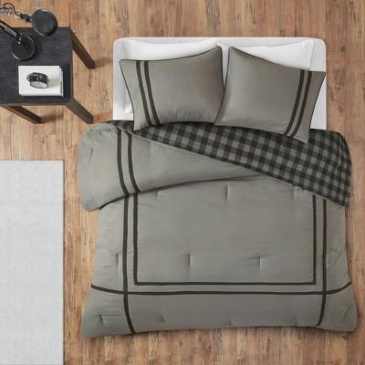 3pc Full/Queen Trent Reversible Comforter Mini Set Gray