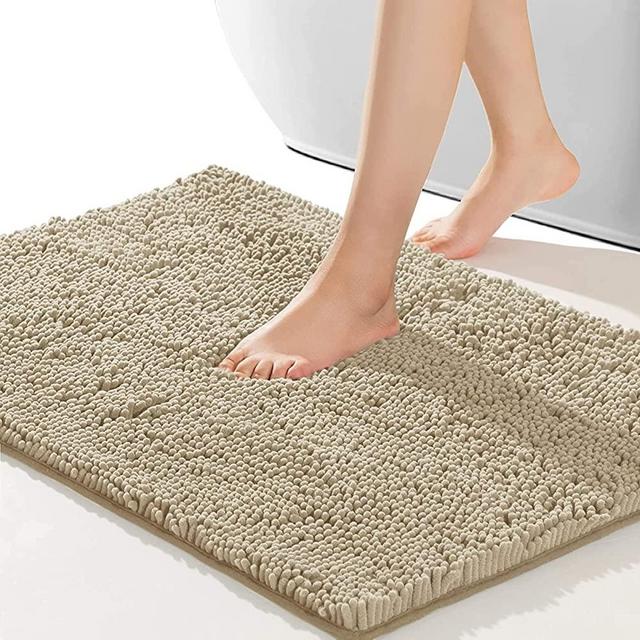 SONORO KATE Bathroom Rug,Non-Slip Bath Mat,Soft Cozy Shaggy Durable Thick Bath Rugs for Bathroom,Easier to Dry, Plush Rugs for Bathtubs,Water Absorbent Rain Showers and Under The Sink (Beige, 32"×20")