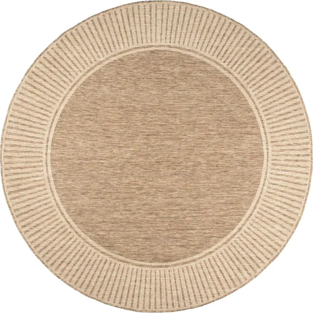 Nuloom Asha Simple Striped Indoor/Outdoor Area Rug, Round 8', Light Brown