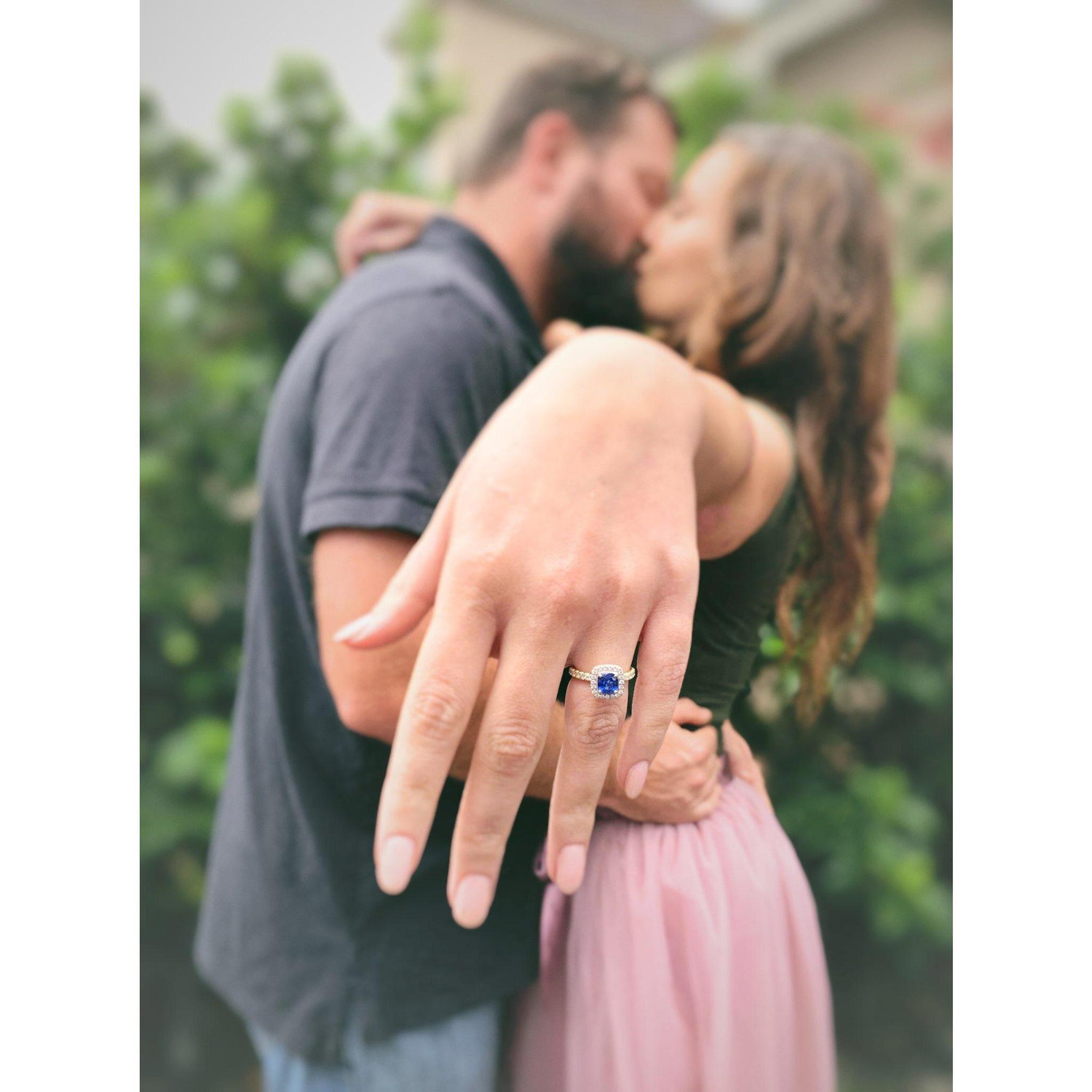 Adam searched the globe to find a gem as rare as his love for Holly and he found an unheated/untreated sapphire from Ceylon. Less than 1% of the Sapphires in the world share the same characteristics.