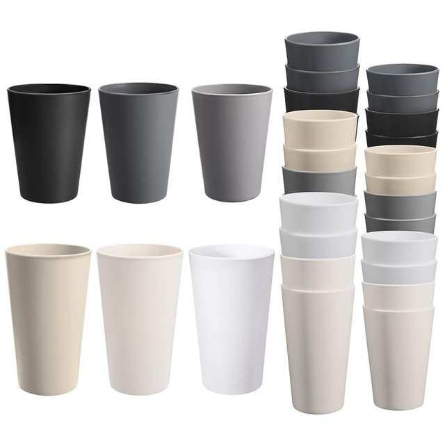 HEYCOME 24 Pcs Unbreakable Plastic Cups Set, 12 Pcs 14 oz and 12 Pcs 20 oz Reusable Plastic Cups, Stackable Water Tumblers, Drinking Cup for Kitchen, BPA-free, Dishwasher and Microwave Safe, 6 Colors