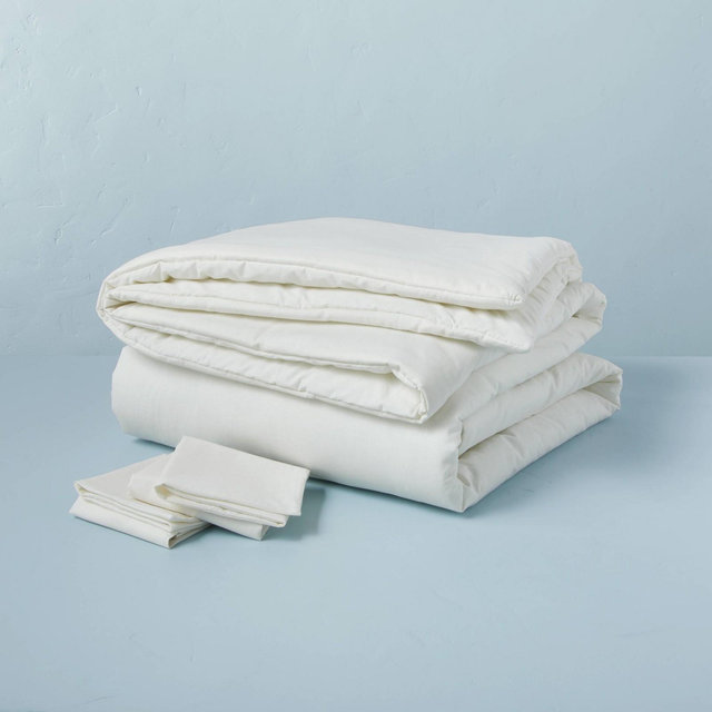 3pc Full/Queen Linen Blend Duvet Set Sour Cream - Hearth & Hand™ with Magnolia