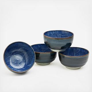 Aranami Blue Wave Small Bowl, Set of 4