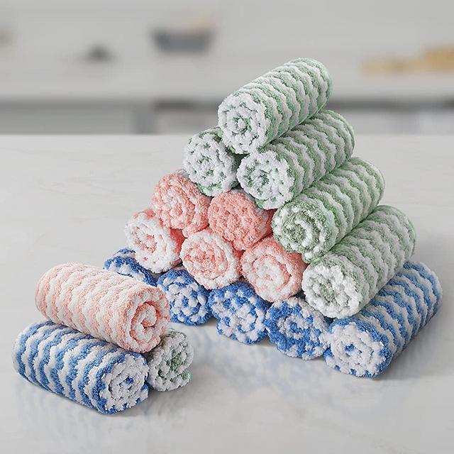 JOYMOOP Microfiber Cleaning Cloth, Dish Towels Kitchen Towels, Dish Rags for Dish Drying Washing, Absorbent Streak Free Lint Free Rags for Cleaning, Reusable and Washable Dish Towels-18 Pack,10"x10"