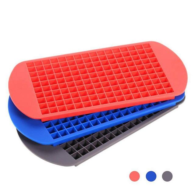 Farielyn-X 160 Grids Mini Tiny Silicone Ice Cube Trays-Flexible Stackable Mini Cocktail Whiskey Ice Cube Mold Storage Containers for Kitchen Bar Party Drinks with Variety Colors (3 PCS)