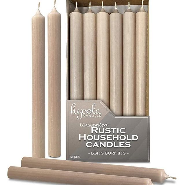 Hyoola 10 Inch Dinner Candles - 12 Pack - Sahara Tall Candles - Unscented Rustic Candles - Long Burning Candle Sticks