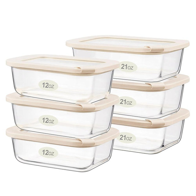 Urban Green Glass Food Storage Containers with Glass Lids, Microwave Safe Food Container Set, Aitight Meal Prep Container Set, LeakProof, 100% Plastic Free, 6 Pack