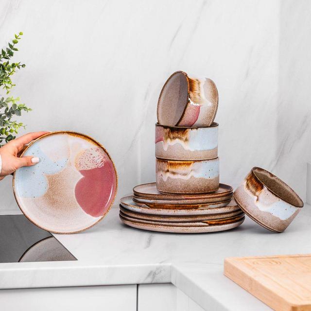 Set of 12 stoneware ceramic Dinnerware — Melting Ice Cream Collection