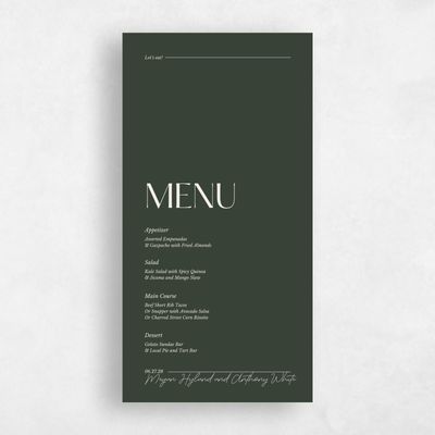 Deep Forest, Green Wedding Menu - Vitoria