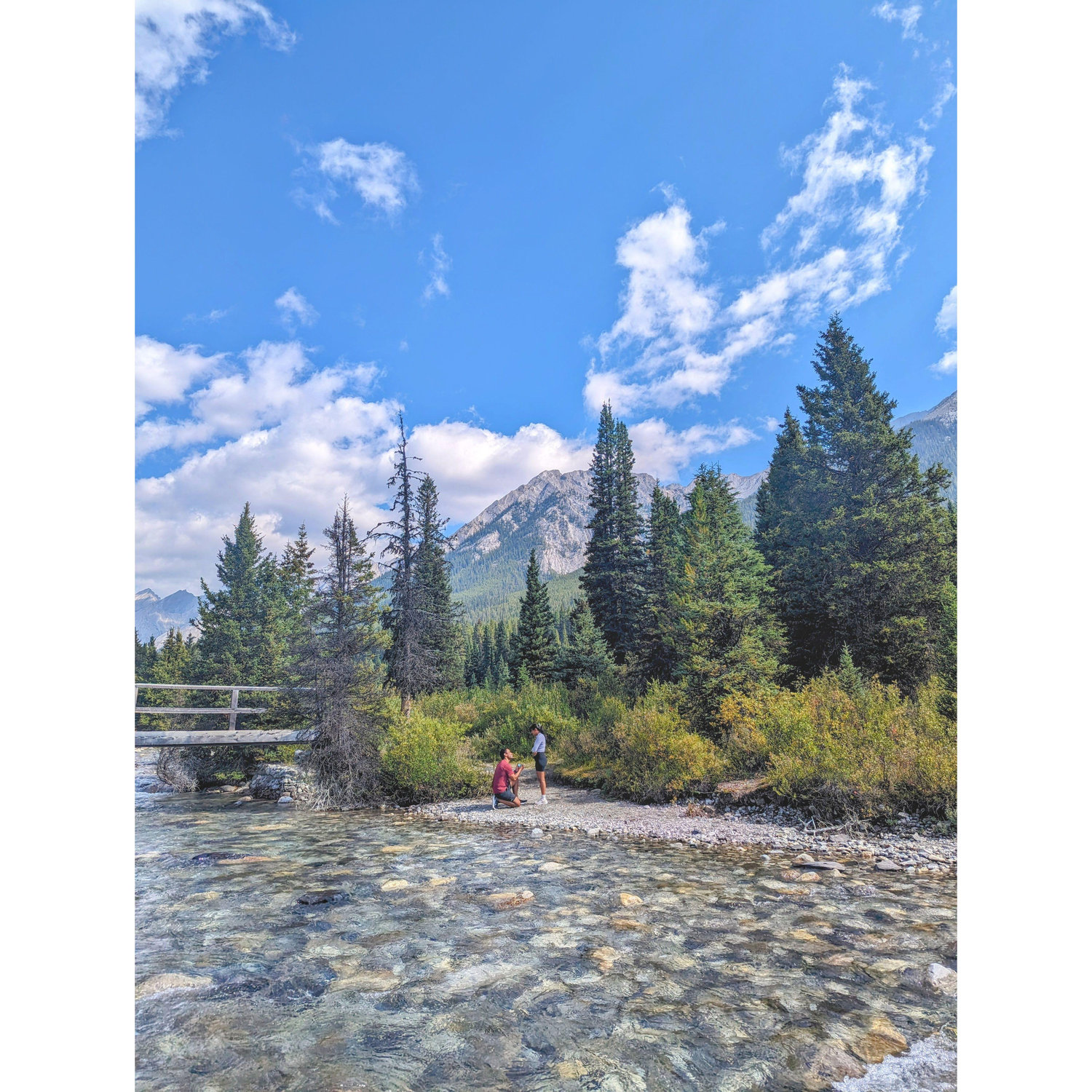 The proposal in the middle of our hike!! -Banff, Canada