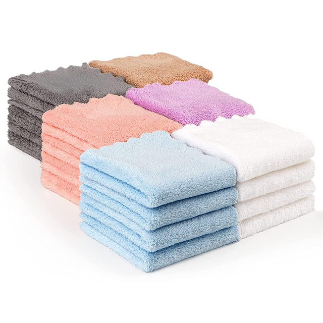 Orighty Makeup Remover Cloths for Face, Eye, Lips, Pack of 24, Reusable Makeup Removal Cleansing Cloths, Soft & Washable Coral Fleece Microfiber Makeup Washcloths, Makeup Remove Face Towel, 7 x 7 inch