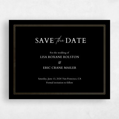 Black Typography Wedding Save the Date - Verona Type Foil