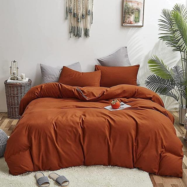 Houseri Burnt Orange Comforter Set Queen Rust Comforter Bedding Sets Full Size Terracotta Comforter Queen Caramel Solid Color Bed Comforter for Women Men Boys Girls Reddish Brown Comforter Queen Quilt