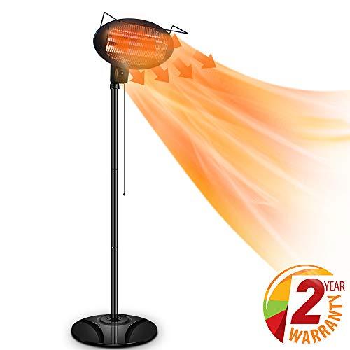 Air Choice Outdoor Heater, Electric Halogen Patio Heater, Space Heater with 3 Power Levels for Patio, Courtyard, Garage Use, Waterproof, 1500W
