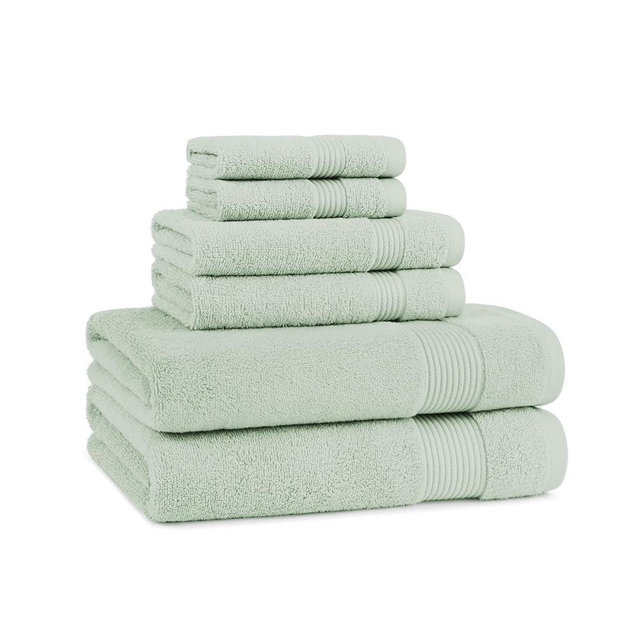 Arkwright Bath Towels Set of 6 - Super Soft 100% Cotton, 600 GSM Quick Dry & Absorbent, Luxury Bathroom Essentials with 2 Shower Towels, 2 Hand Towels and 2 Washcloths, Eucalyptus Green