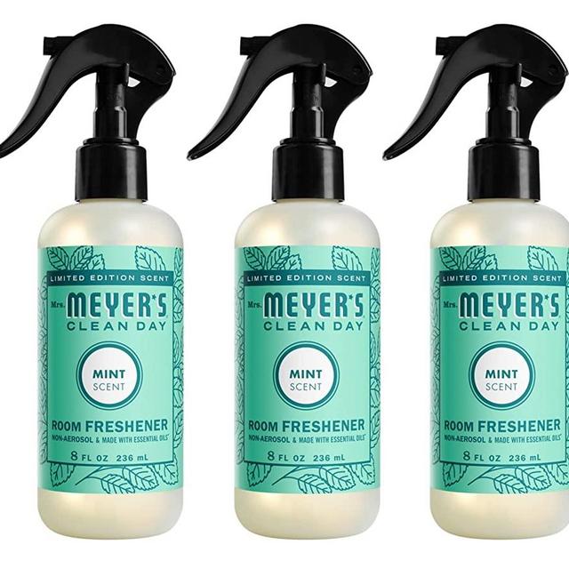 Mrs. Meyer's Clean Day's Room and Air Freshener Spray, Non-Aerosol Spray Bottle Infused with Essential Oils, Limited Edition, Mint, 8 fl oz - Pack of 3