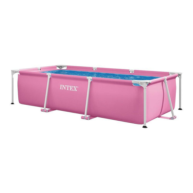 INTEX Above-Ground Swimming Pool, Rectangular Frame 8.5ft x 5.3ft x 26in Outdoor Backyard Pool - Quick and Easy Set Up - for Ages 6 and Up, Pink