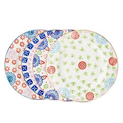Floral Ceramic Salad Plates--Set of 4